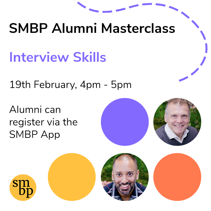 Join us for our next Alumni webinar where we'll dive deep into the art of acing interviews! The session hosted by Tim Skipper &amp; Dee Deol at Totum Partners is designed to help you build confidence and make a lasting impression in interviews

Alumni can register in their SMBP App📲