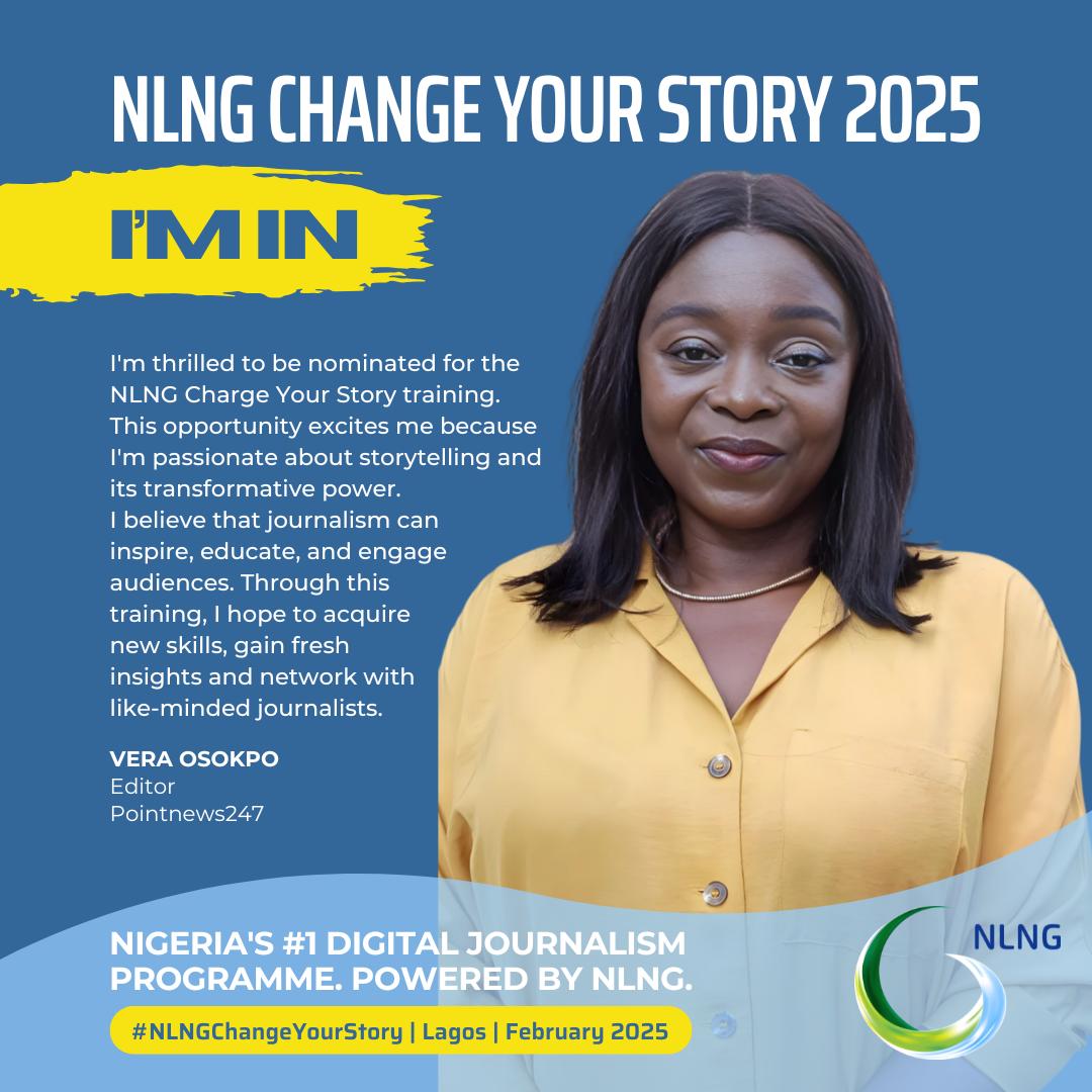 Clinic4Journos's tweet photo. She's passionate about the transformative power of storytelling.  And, @veraglow23 believes that #NLNGChangeYourStory2025, sponsored by @officialnlng, will help her gain new skills and fresh insights that will boost her storytelling prowess, and keep her glowing. https://t.co/4j7b8NuFnF