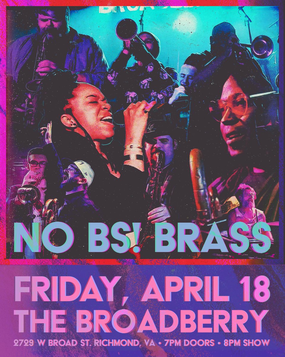 TheBroadberry's tweet image. Just announced!  📣 No BS! Brass returns to The Broadberry on Friday, April 18th 🎺 ⚡Tickets are on sale now, pick yours up at thebroadberry.com or in person at @plan9music 🎟️