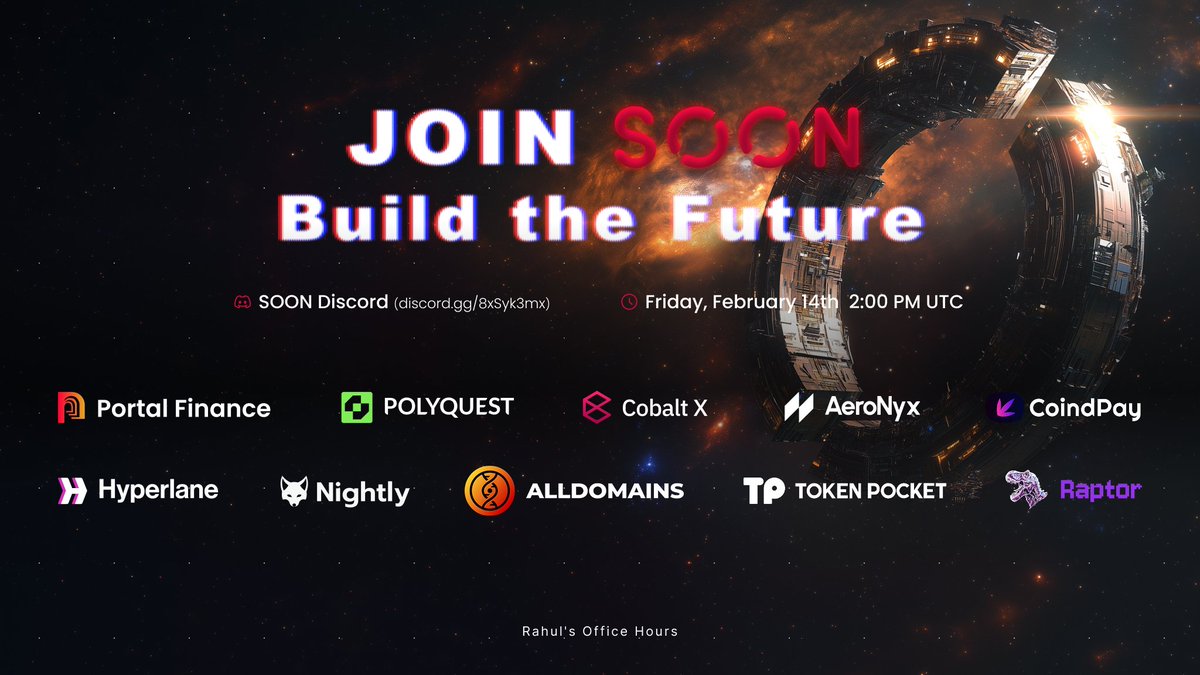 soon_svm's tweet photo. Gsသnvm!

This Friday, Feb 14th at 2:00 PM UTC, we’re hosting Rahul’s Office Hours—a 1-hour session where 10 ecosystem partners will pitch their projects, share why they chose SOON, and reveal what’s next.

See who will be joining 👇🧵 https://t.co/ZCOZXcgeEA
