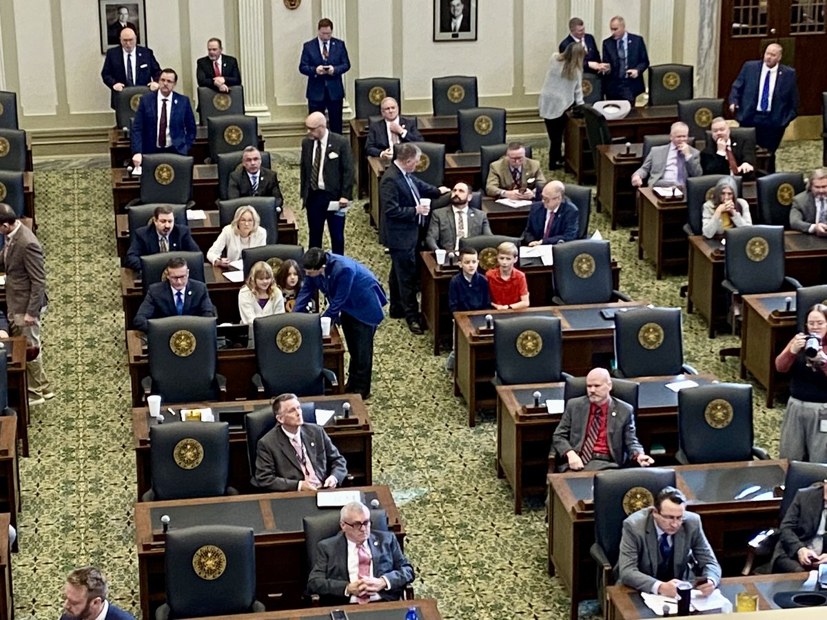 This is what virtual school looks like for our kids. Sitting on the House floor (thanks <a href="/RepPfeiffer/">John Pfeiffer</a>!) listening to HB1276, which bans cell phones in school with local opt-out. <a href="/JohnRexSchool/">John Rex Charter School</a>