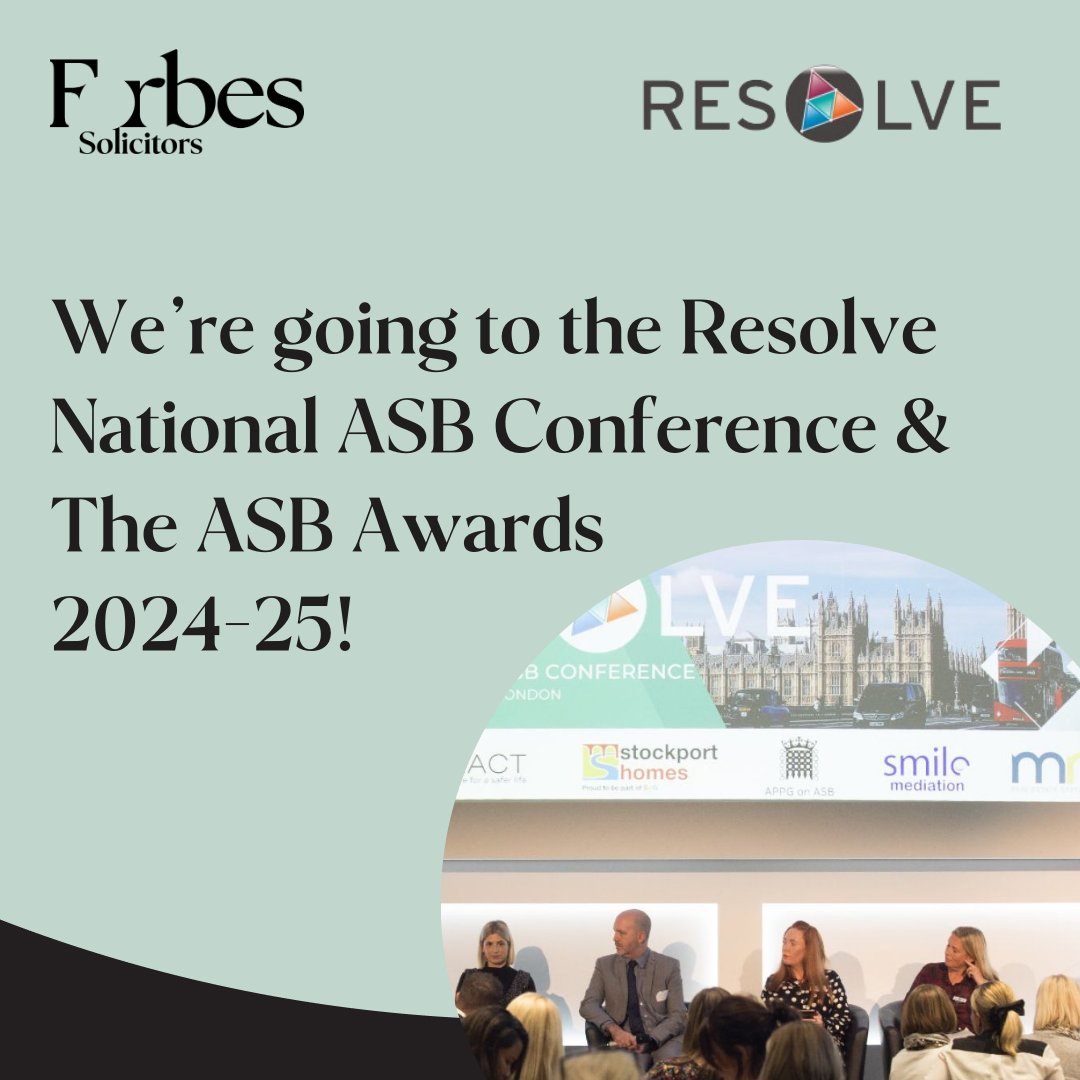 🎉Excited to announce that we will be attending the Resolve National ASB Conference &amp; The ASB Awards 2024-25! 

We're really excited to be delivering a session on ASB and Addiction as part of the line up of guest speakers.

#AntisocialBehaivour #ResolveASB #morethanlaw