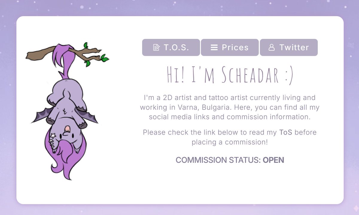 scheadar_sfw's tweet image. 💜 I have updated the order rules, now it is even shorter, and I hope, clearer. Please read the rules before commissiong me 💜
scheadar.carrd.co
