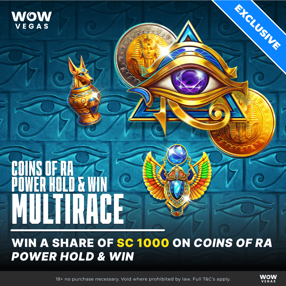 wowvegascom's tweet photo. 📱🔥 Exclusive Game + Multi-Race Alert! 🔥
Introducing Coins of Ra Power Hold & Win! 🏺🎰 Spin now for your chance to claim a share of SC 1,000! 💰
The excitement is rising—don’t miss out on the wins! 🎉
#CoinsOfRa #NewGame #Exclusive https://t.co/Krn39snNBT