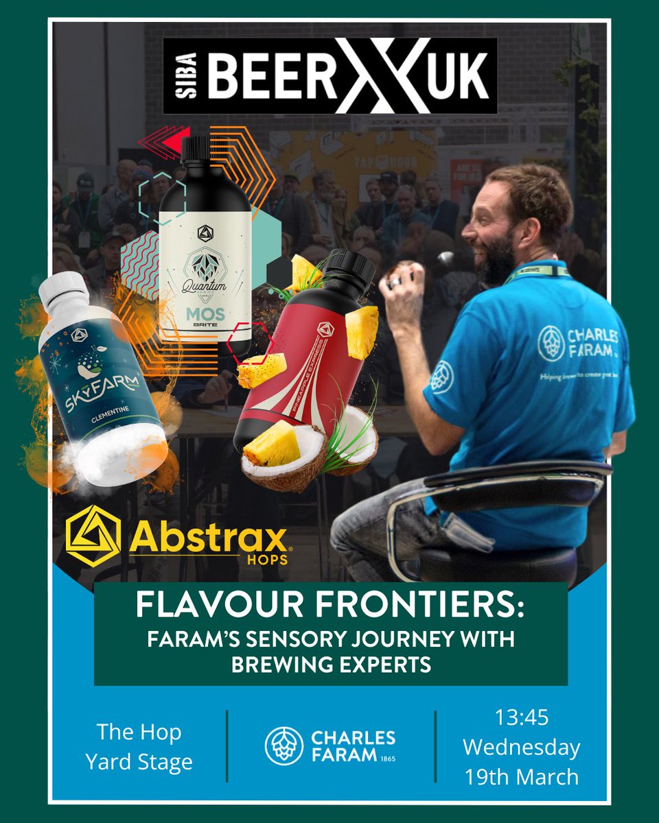 Join Faram’s at BeerX for a flavour-packed Abstrax® tasting session. We’re talking bold hop flavours, amazing fruit options, and cannabis inspired dankness—plus tips to cut production costs! 🌿🔥
 
📍 The Hop Yard Stage
📅 Wed, 19th March | ⏰ 13:45
 
#BeerX #FriendsofFaram