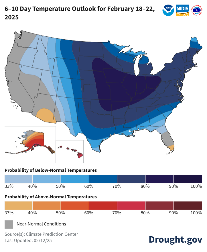 NIDIS Drought.gov (@noaadrought) on Twitter photo Next week’s leans wet for the Northwest, Rockies, most of the Plains, and the South/Southeast. Drier for CA, NV, AZ, Upper Midwest, and the Northeast.
Temps: Colder than normal for most of the Lower 48. Warmer than normal? AK again. drought.gov/forecasts <a href="/NOAA/">NOAA</a> <a href="/NWSCPC/">NWS Climate Prediction Center</a> <a href="/NWS/">National Weather Service</a> Next week’s leans wet for the Northwest, Rockies, most of the Plains, and the South/Southeast. Drier for CA, NV, AZ, Upper Midwest, and the Northeast.
Temps: Colder than normal for most of the Lower 48. Warmer than normal? AK again. drought.gov/forecasts <a href="/NOAA/">NOAA</a> <a href="/NWSCPC/">NWS Climate Prediction Center</a> <a href="/NWS/">National Weather Service</a>