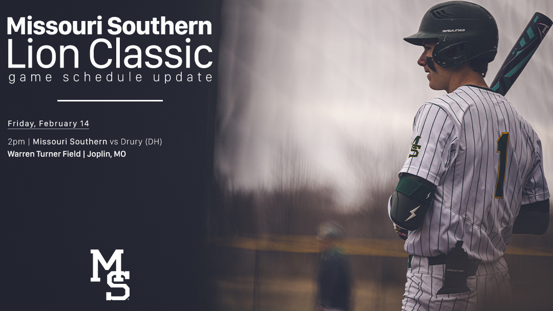 🚨 Missouri Southern Lion Classic Schedule Update 🚨

Due to winter weather and cold temperatures this weekend, the Lions have made changes to the Missouri Southern Lion Classic. They will now be only be playing a doubleheader on Friday, February 14 against Drury University.