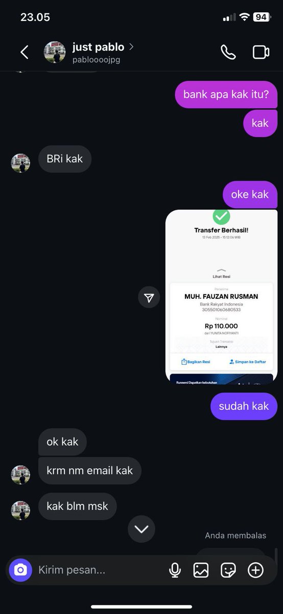 chocochim__'s tweet photo. guys hati hati yg lgi nyri wtb tiket iims, tmn gw abis kena tipu sm nih org. jujur ini ga seberapa tpi dia psti masih nyri target yg lain klo dia bisa dpt 10 org udh dpt 1jt lebih, hati hati ya guys skrg akunnya gnti username jdi @aryaputra_09 
#IIMS2025 #penipu https://t.co/zNwNKDC3XF
