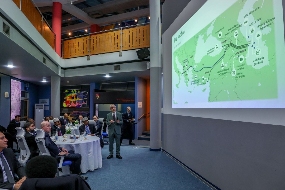 TheVillaSomalia's tweet photo. As part of his official visit to Azerbaijan, H.E. President @HassanSMohamud visited key institutions in Baku, including the BP Sangachal Terminal, one of the world’s largest gas processing hubs, a military Commando Unit where he was briefed on locally produced defense equipment, and the Azerbaijan ASAN Service Center, known for its innovative approach to e-governance and public service delivery.

During the visit, President Hassan Sheikh Mohamud highlighted Somalia’s ongoing seismic oil exploration activities which are expected to be concluded this year, as part of the country’s efforts to unlock its energy potential. The President emphasized that the visit served as an important experience-sharing platform, enabling Somalia to draw valuable insights from Azerbaijan’s successful development of its oil and gas sector.