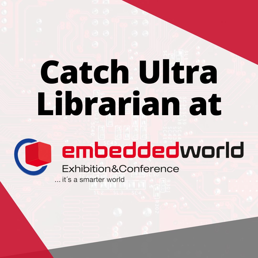 We will be at Embedded World from March 11th-13th in Nuremberg, Germany!

Want to meet with Ultra Librarian? Shoot us an email at sherylL@ultralibrarian.com. We look forward to seeing you there!