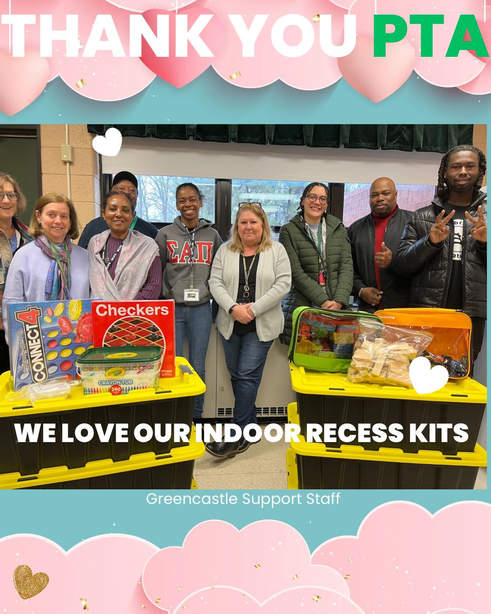 GreencastleES's tweet photo. We are so grateful to our PTA for the indoor recess kits.  Students will definitely enjoy diving into these on cold and rainy days! https://t.co/6pgtpD7nHi