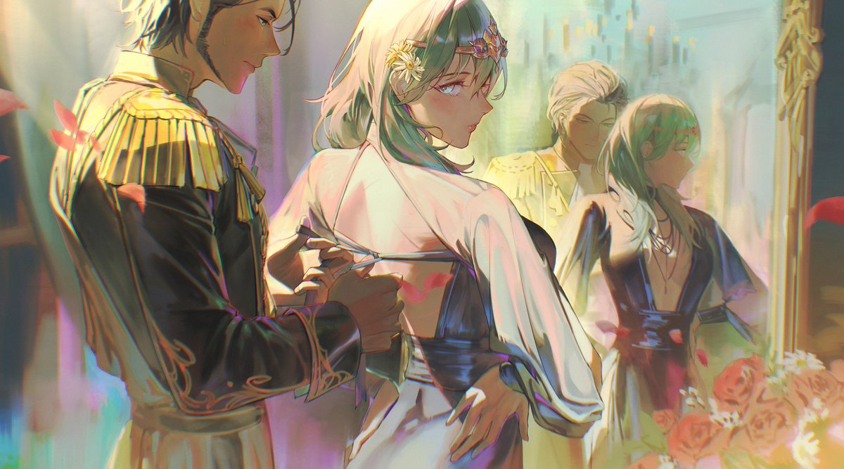 【近乎虔诚】

/这一刻，战争与梦想，圆桌会议恼人的议题，随后联盟群狼荟萃的晚宴，似乎都离他远去了。

/他的脑海里只剩下一个念头：不要让自己的指尖碰触到她的裸背。

#claudeleth 
#クロレス