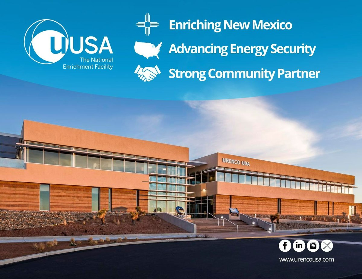 Urenco USA (UUSA) (@urencousa) on Twitter photo Next week, UUSA will be in SLC for the 12th Annual <a href="/US_NIC/">Nuclear Industry Council</a> AR Summit!
UUSA will present about developing capacity to boost #NuclearReactor efficiency and meet #NuclearFuel demands. At #UUSA, we’re proudly empowering the future of #NuclearEnergy right here on #AmericanSoil. Next week, UUSA will be in SLC for the 12th Annual <a href="/US_NIC/">Nuclear Industry Council</a> AR Summit!
UUSA will present about developing capacity to boost #NuclearReactor efficiency and meet #NuclearFuel demands. At #UUSA, we’re proudly empowering the future of #NuclearEnergy right here on #AmericanSoil.