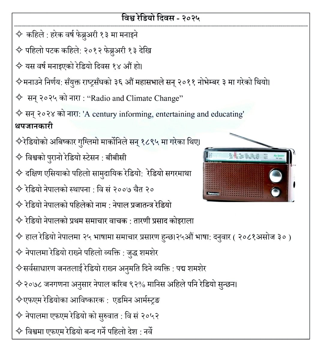 रेडियाे दिवस Feb. 13