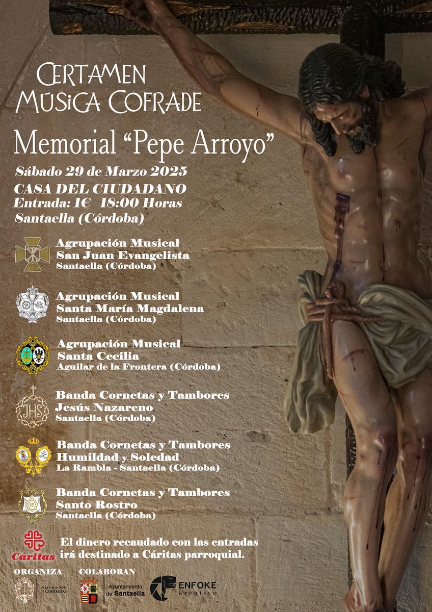 🔵 𝐀𝐂𝐓𝐔𝐀𝐂𝐈Ó𝐍 🔵

Tenemos el placer de anunciar que el próximo 𝟐𝟗 𝐃𝐞 𝐌𝐚𝐫𝐳𝐨 nuestra formación estará presente en el 𝐂𝐞𝐫𝐭𝐚𝐦𝐞𝐧 𝐌𝐮𝐬𝐢𝐜𝐚 𝐂𝐨𝐟𝐫𝐚𝐝𝐞 𝐌𝐞𝐦𝐨𝐫𝐢𝐚𝐥 "𝐏𝐞𝐩𝐞 𝐀𝐫𝐫𝐨𝐲𝐨" que organiza la 𝐀𝐠𝐫𝐮𝐩𝐚𝐜𝐢ó𝐧 𝐝𝐞 𝐜𝐨𝐟𝐫𝐚𝐝í𝐚𝐬.
