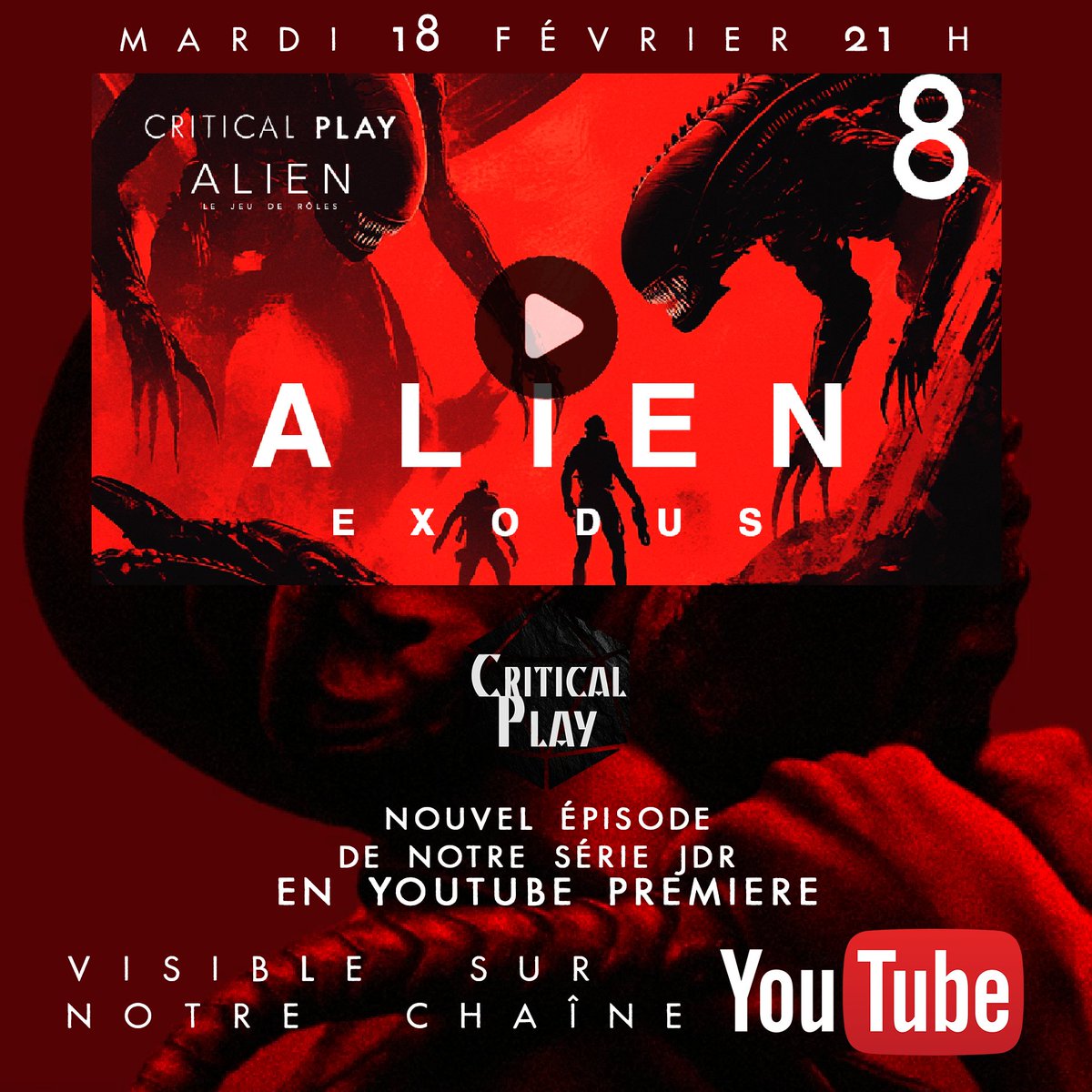 ⏰ Episode 8 de votre série #jdr #alien : Exodus ce mardi ! En YT PREMIERE. Suivez en direct l'épisode avec l'équipe et dites-nous vos réactions sur le tchat. On compte sur vous. 🥰 #alienearth #alienromulus 
Ce sera ici 👇
youtu.be/ea23Lh0uqvw?si…