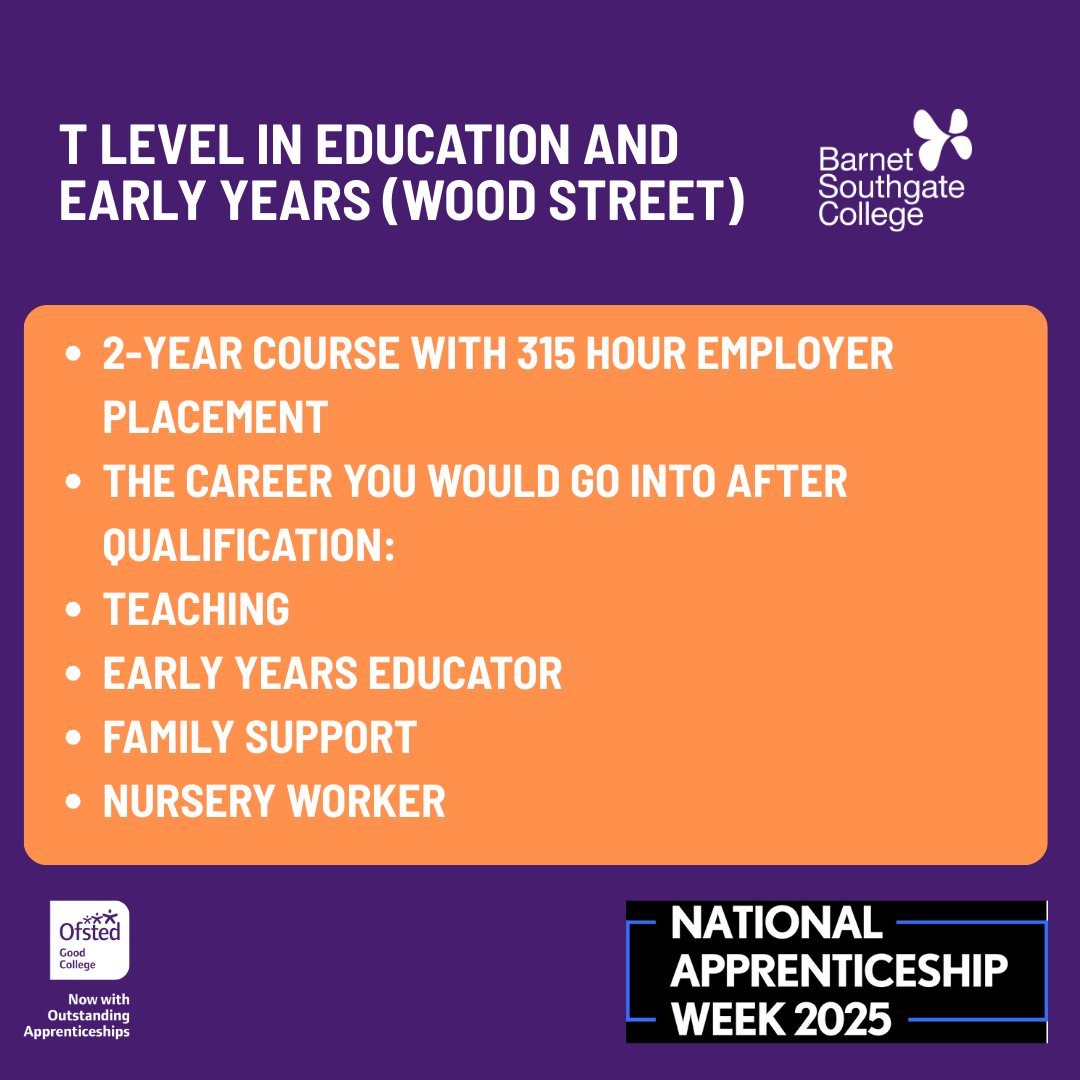barnetsouthgate's tweet image. Did you know here at BSC we offer 9 unique T-Level programmes dedicated for our students success? It&apos;s #TLevelThursday this #NAW2025. Check out all of our programmes and what we have to offer! Visit our website to learn more about YOUR T LEVEL: hubs.la/Q036CmZF0