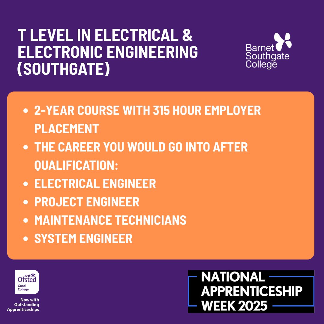 barnetsouthgate's tweet image. Did you know here at BSC we offer 9 unique T-Level programmes dedicated for our students success? It&apos;s #TLevelThursday this #NAW2025. Check out all of our programmes and what we have to offer! Visit our website to learn more about YOUR T LEVEL: hubs.la/Q036CmZF0