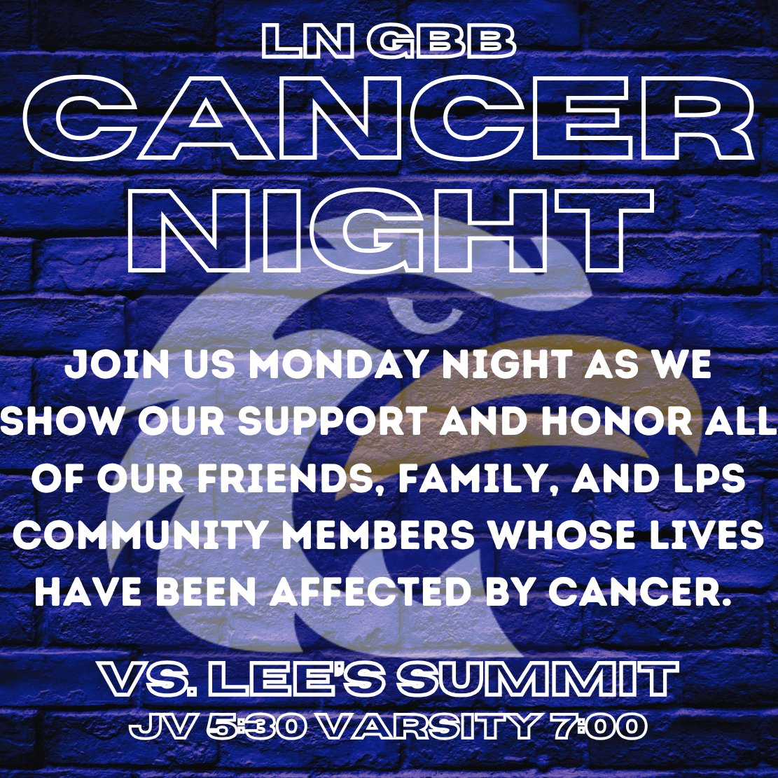 🚨 GBB CANCER NIGHT 2/17 🚨
With all the snow, with Courtwarming, and a long weekend ahead, we want to remind you that THIS MONDAY is our annual GBB Cancer Game! We cannot wait to see you there! 🦅🏀