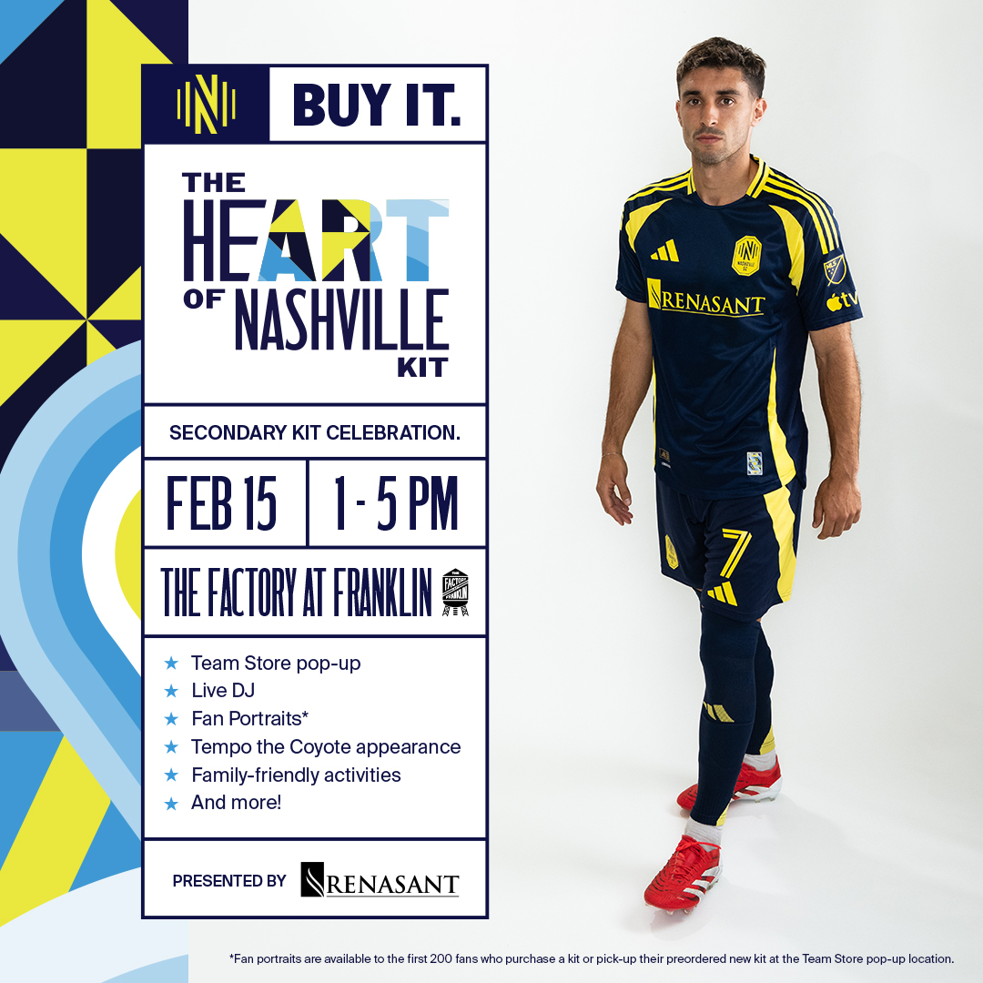 Join us at The Factory at Franklin to celebrate the launch of the 2025 secondary kit. The event is open to the public and will feature:

NSC Team Store pop-up location
Live DJ
Tempo the Coyote appearance
Fan Portraits*
Family-friendly activities
and more

<a href="/renasant/">Renasant</a> | #EveryoneN