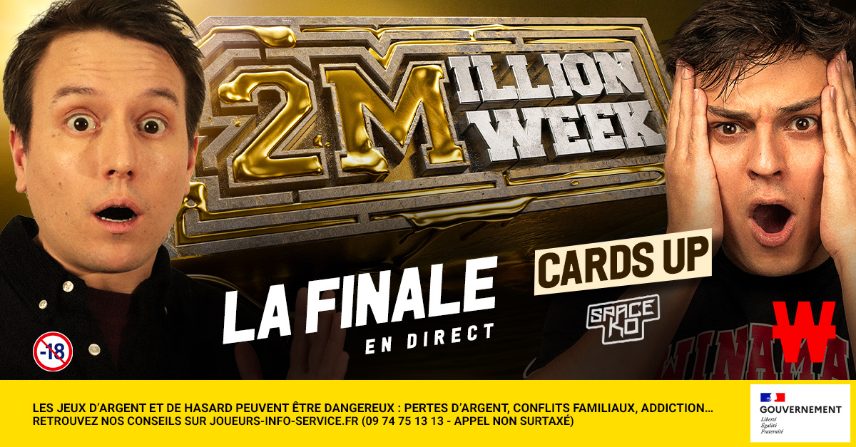 🤑 La 2 Million Week, des primes Space KO dans tous les sens, les cards up et <a href="/PoncePax/">PonceP</a> et <a href="/Londam97/">Londam</a> aux commentaires : une grande soirée de poker vous attend sur YouTube dès 20h !