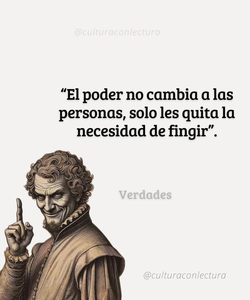 AlejandraLacava's tweet image. Muchos creen q el poder transforma a la gente pero la realidad es otra: solo les da la libertad de actuar sin miedo a las consecuencias.El justo, cuando tiene poder, protege.El ambicioso, cuando tiene poder, abusa.El inseguro, cuando tiene poder, se convierte en tirano
#Verdades