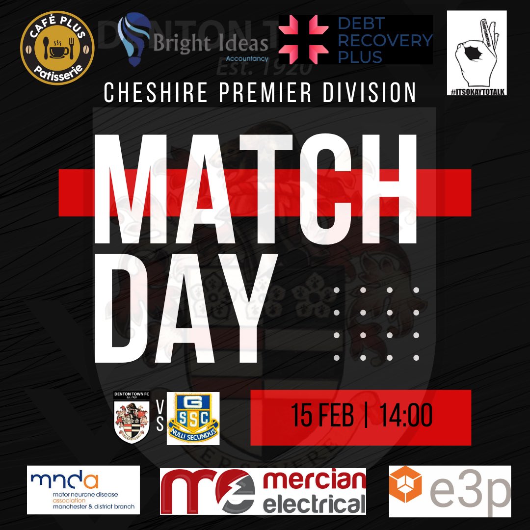 ⚽️ 𝗡𝗘𝗫𝗧 𝗨𝗣 ⚽️

🆚️ <a href="/Golborne_FC/">Golborne Sports FC</a> 
📆 Saturday 15th February 
🏟 Whittles Park
⏰ 2pm Kick Off
🏆 <a href="/CheshireFL/">Cheshire Football League ⚽️</a> 
🎟️ Adults £2 concession £1 kids free 
🤝 Debt Recovery Plus 

#UpTheTown 🔴⚫
