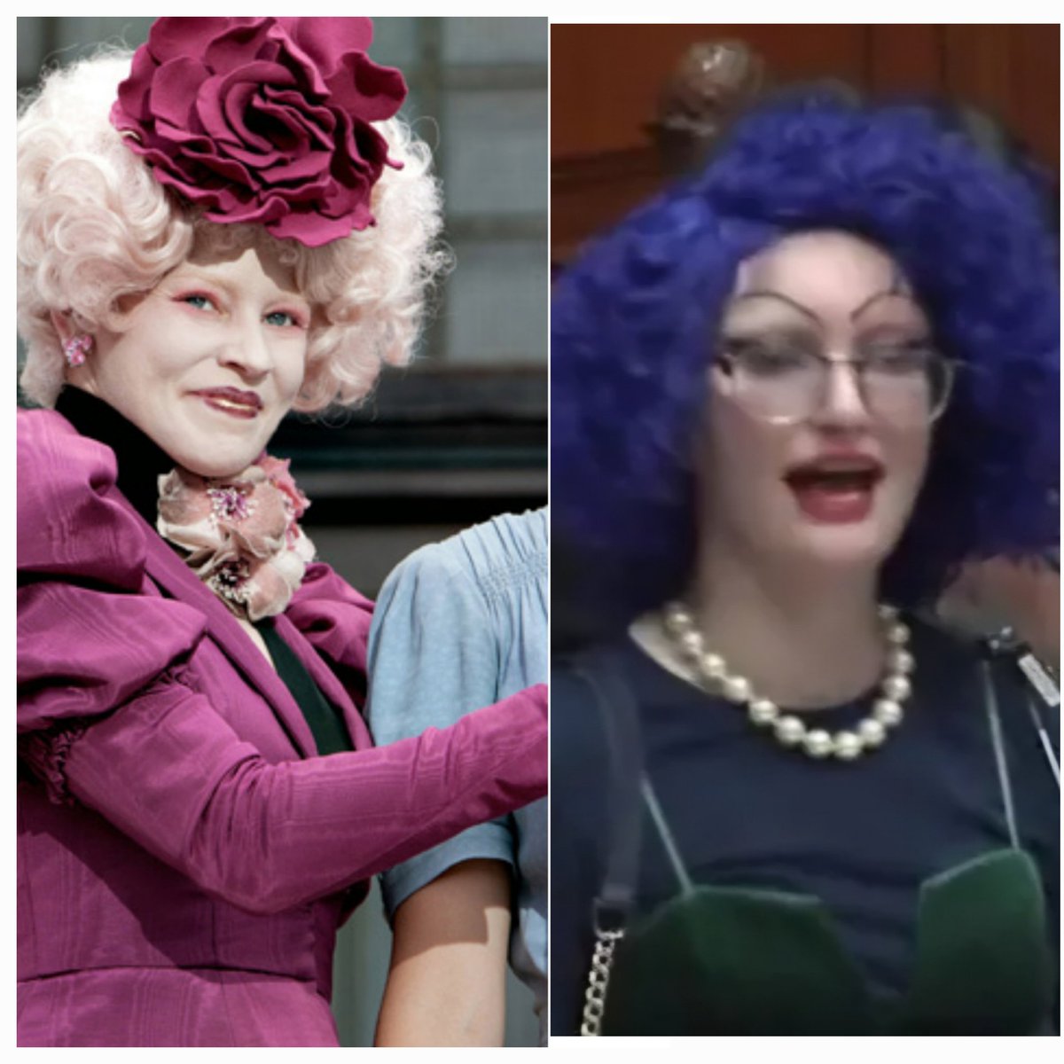TheJavaJoe's tweet image. Who wore it better? #woostertranssanctuary #woostermass #hungergames  #Trump2025 #trumpgettingshitdone #purplewig