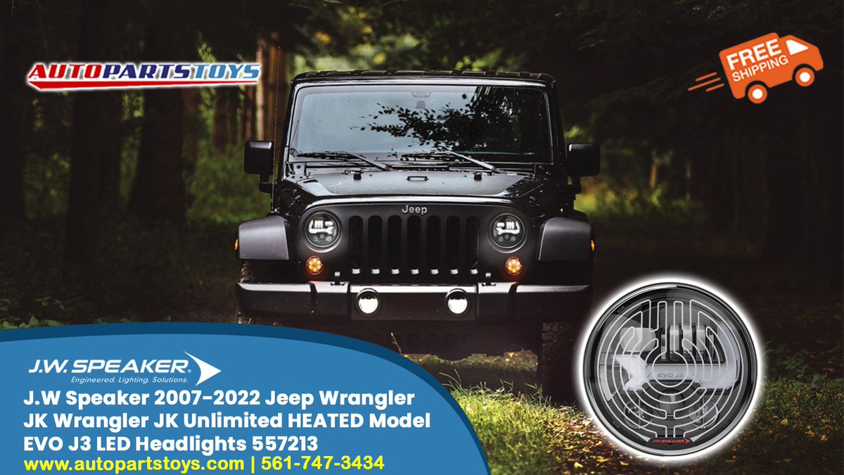 autopartstoys's tweet image. Don&apos;t let poor visibility hold you back!  These J.W. Speaker EVO J3 LED Headlights provide a crisp, bright beam that cuts through the darkest nights and toughest weather.

#JeepSafety #HeadlightUpgrade #LEDTechnology #JWspeaker #EVOJ3 #JeepWranglerJK #NightDriving #CarAccessories