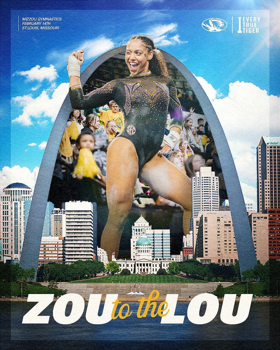 From the field to the mat, we back our Tigers everywhere!  <a href="/MizzouAthletics/">Mizzou Athletics</a> <a href="/MizzouGym/">Mizzou Gymnastics</a> #ETTB #MIZ
📆 : Friday, February 14
⏰: 6:30pm CT
🏟️: Family Arena - St. Charles, MO