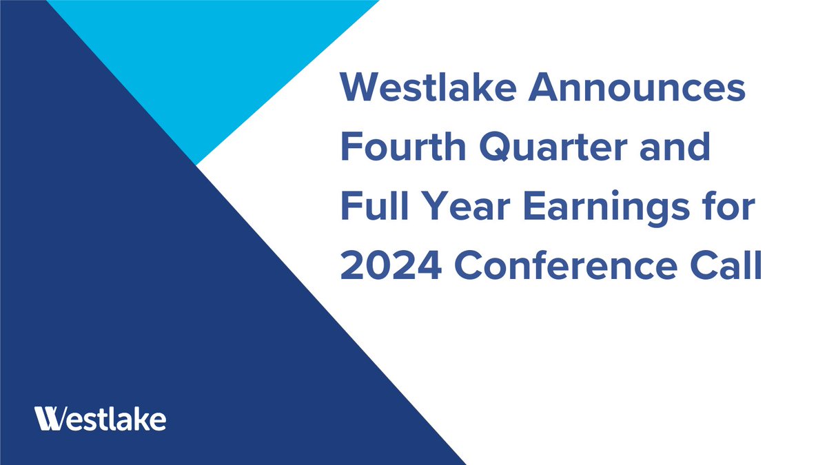 Westlake Corporation will release its fourth quarter and full year 2024 earnings prior to the market opening on February 24, 2025. The company will host a conference call at 11:00 a.m. ET on the same day to discuss the earnings release. Read more: westlake.com/news/westlake-… $WLK