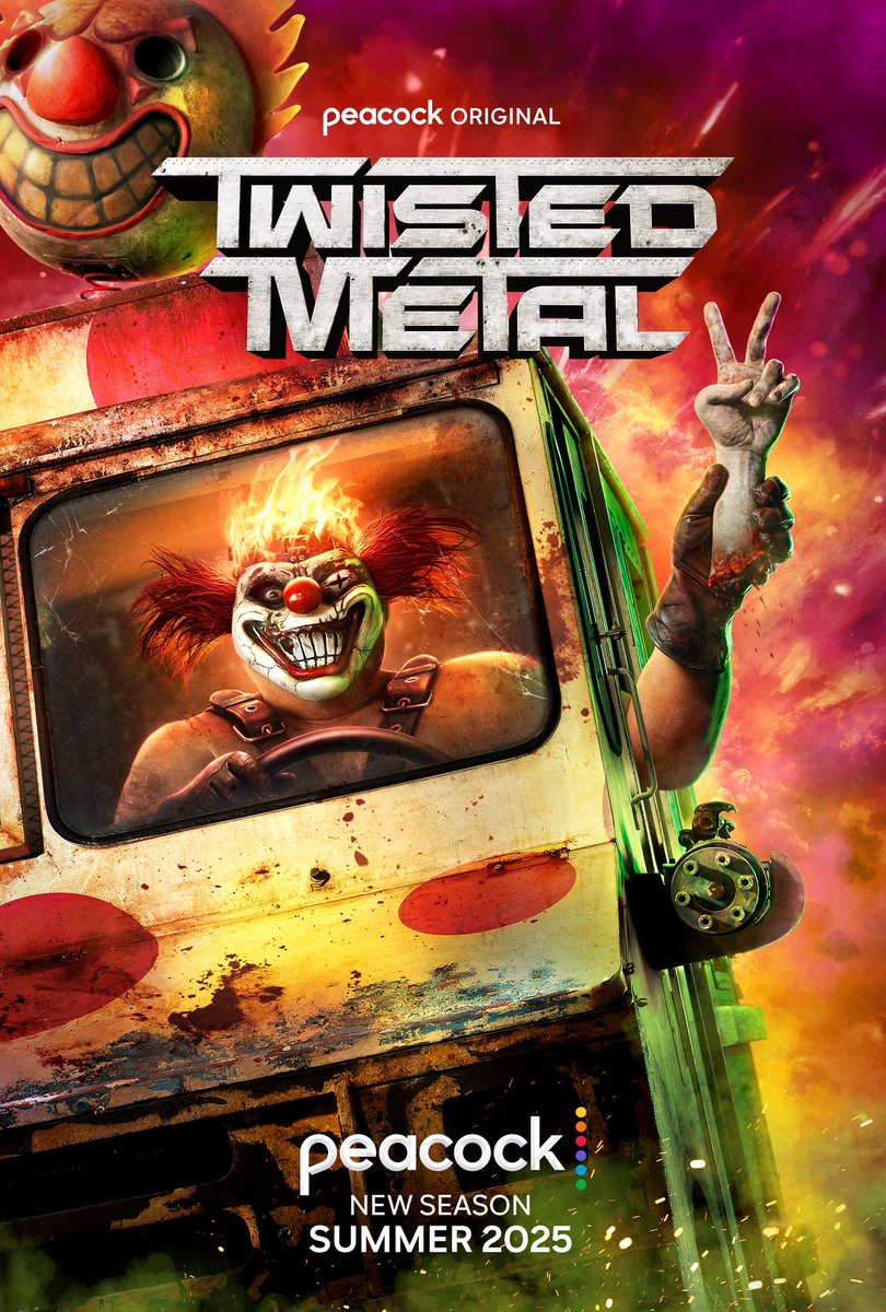 HollywoodHandle's tweet photo. First poster for ‘TWISTED METAL’ Season 2.

Premiering this Summer on Peacock. https://t.co/jcHAApY9Hx
