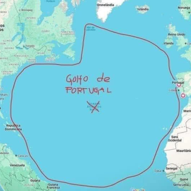 Rezam as más línguas que este mapa está circulando em Portugal após Trump criar o "Golfo da América".

#humor #piada