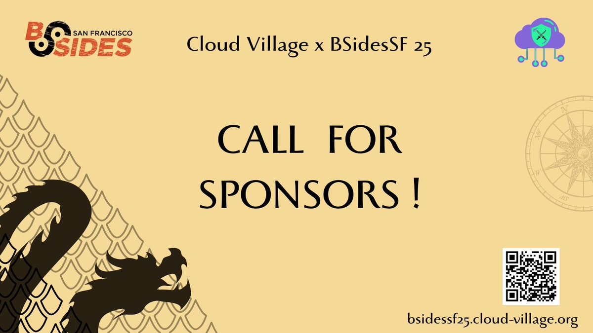 🚀 Calling all sponsors! 🚀

Cloud Village is heading to #BSidesSF, and we're looking for awesome #sponsors to help make it happen! 💡

Get your brand in front of security pros, support the community, and be part of something great.

Interest form 
👉 forms.gle/EcvZMRnhw2nSW8…
