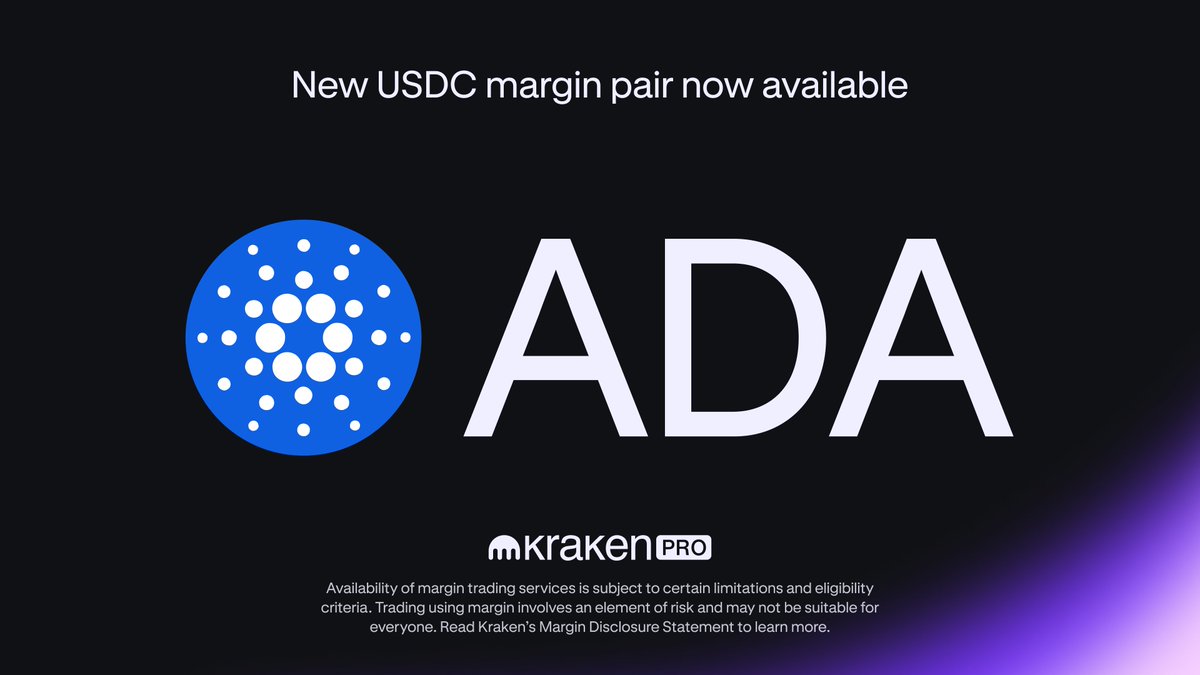 📣 New USDC margin pair available!

✅ $ADA <a href="/Cardano/">Cardano Community</a>

Trade now 👇 
krakenpro.onl/9f1e/ADAPair

*Geographic restrictions may apply