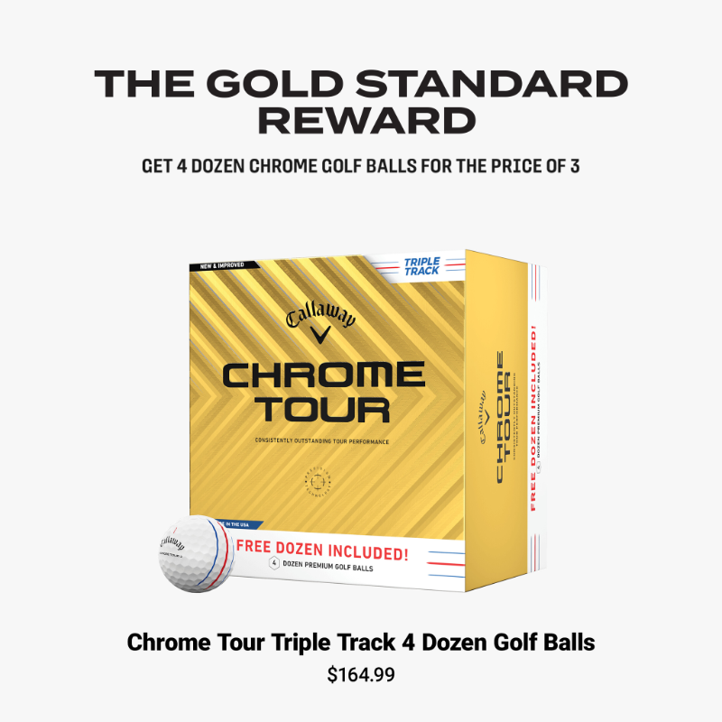 CallawayGolf's tweet photo. The Gold Standard Reward ⭐️ Get 4 Dozen Chrome Golf Balls for the Price of 3