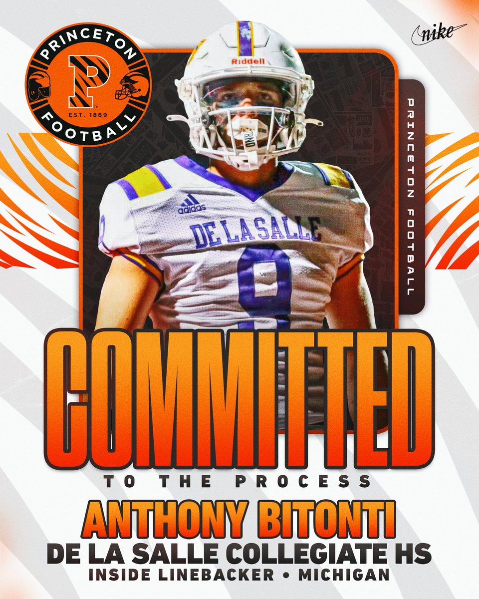 Anthony Bitonti (@anthonyb_9) on Twitter photo Committed to the Admissions Process at Princeton University!! GO TIGERS 🧡🖤 <a href="/CoachBobSurace/">Bob Surace '90</a> <a href="/CoachMikeWeick/">Michael Weick</a> <a href="/Coach_Mende/">Mike Mendenhall</a> <a href="/coachehenderson/">EJ Henderson</a> <a href="/SVerbit/">Stephen Verbit</a> <a href="/coachrohn/">Dan Rohn</a> <a href="/Brendann3x/">C o a c h B r o w n</a> <a href="/CoachBush_DLS/">Brandon Bush</a> <a href="/JamesALight/">James Light</a> <a href="/ReggieWynns/">Rising Stars Scouting</a> <a href="/RisingStars6/">Rising Stars Academy</a> <a href="/DLSFootball_MI/">De La Salle Pilots Football</a> <a href="/AllenTrieu/">Allen Trieu</a> <a href="/247recruiting/">247Sports Recruiting</a> Committed to the Admissions Process at Princeton University!! GO TIGERS 🧡🖤 <a href="/CoachBobSurace/">Bob Surace '90</a> <a href="/CoachMikeWeick/">Michael Weick</a> <a href="/Coach_Mende/">Mike Mendenhall</a> <a href="/coachehenderson/">EJ Henderson</a> <a href="/SVerbit/">Stephen Verbit</a> <a href="/coachrohn/">Dan Rohn</a> <a href="/Brendann3x/">C o a c h B r o w n</a> <a href="/CoachBush_DLS/">Brandon Bush</a> <a href="/JamesALight/">James Light</a> <a href="/ReggieWynns/">Rising Stars Scouting</a> <a href="/RisingStars6/">Rising Stars Academy</a> <a href="/DLSFootball_MI/">De La Salle Pilots Football</a> <a href="/AllenTrieu/">Allen Trieu</a> <a href="/247recruiting/">247Sports Recruiting</a>