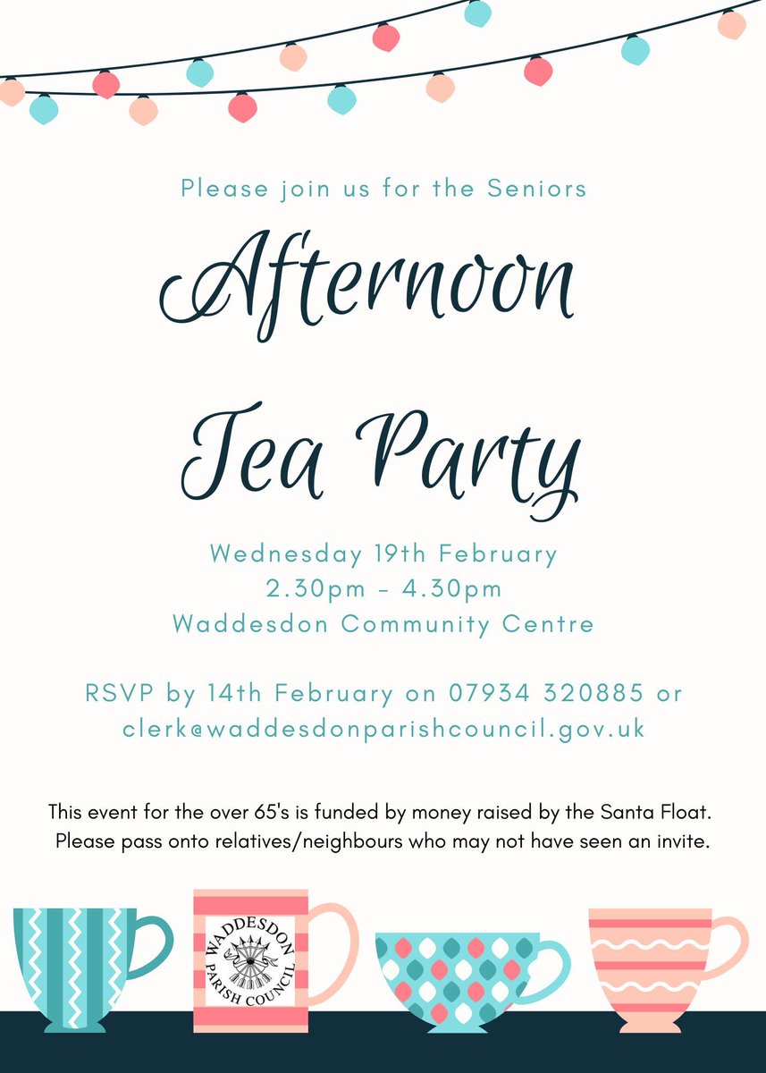 WaddesdonPC's tweet photo. Join us for tea and cake - book a place ASAP. https://t.co/PLLOdQvgqS