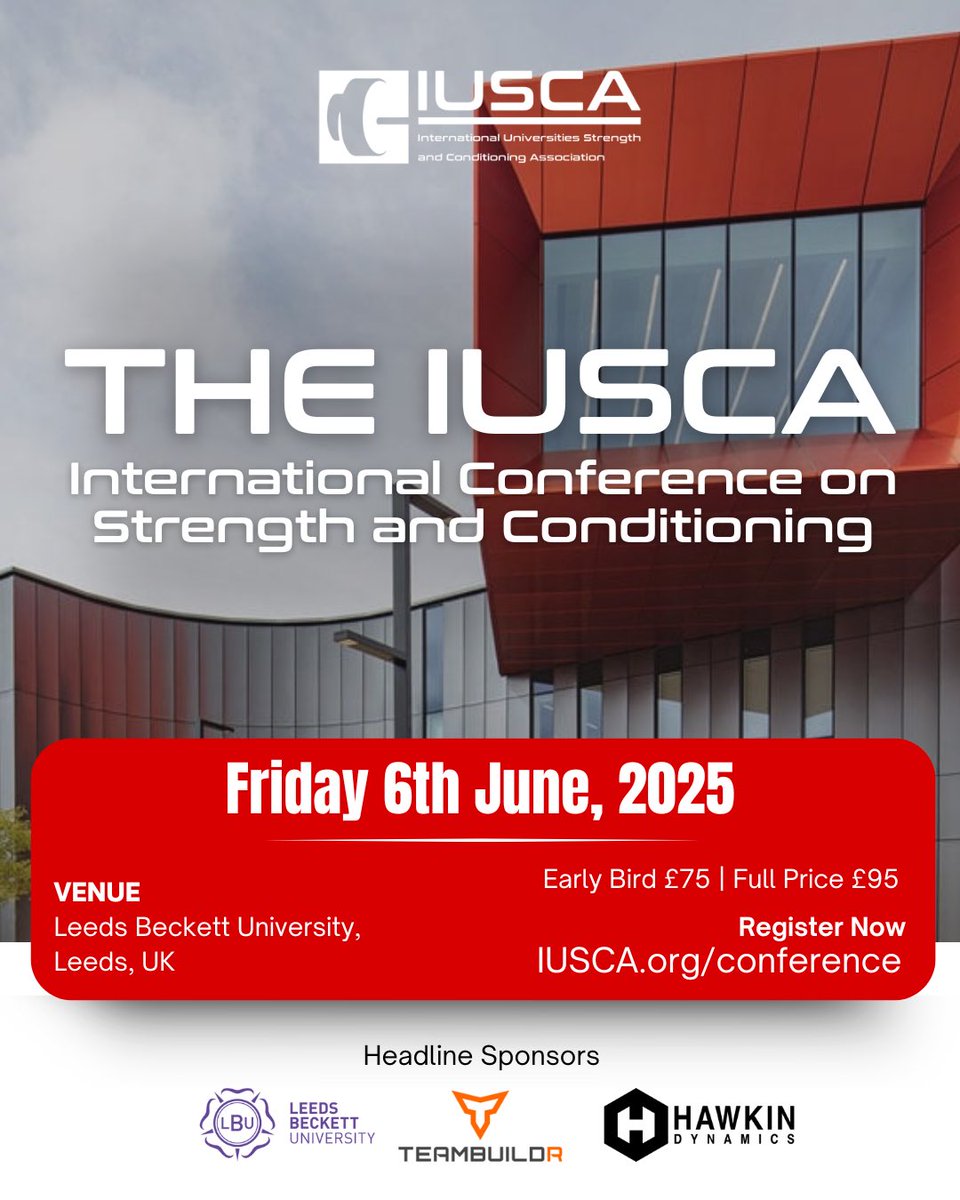 IUSCA (@iusca) on Twitter photo Here’s your line up for The IUSCA International Conference on Strength and Conditioning
🎟️Have you got your ticket yet?
They’re going quick💨💨
Join us at <a href="/Carnegie_Sport/">Carnegie School of Sport</a> for the 2025 IUSCA International Conference on Friday 6th June
Learn from some of the best practitioners Here’s your line up for The IUSCA International Conference on Strength and Conditioning
🎟️Have you got your ticket yet?
They’re going quick💨💨
Join us at <a href="/Carnegie_Sport/">Carnegie School of Sport</a> for the 2025 IUSCA International Conference on Friday 6th June
Learn from some of the best practitioners