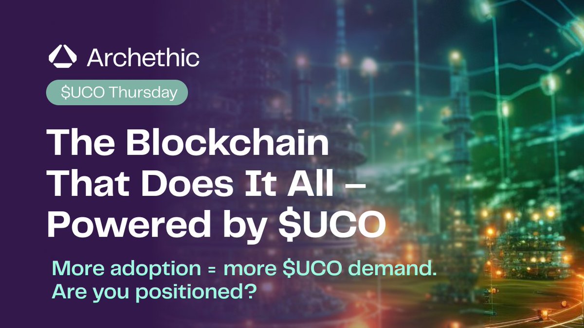 archethic's tweet photo. 🔍 Why is $UCO the token to watch?

Scalability: Built to reach 1 million TPS with Archethic’s unique architecture—no congestion, no bottlenecks. Security: The ARCH consensus resists up to 90% malicious nodes—far beyond PoW or PoS systems. Sustainability: 3.5 billion times more energy-efficient than Bitcoin.

🚀 $UCO is the fuel:

Transaction fees – Powering every network operation.

Governance – Your voice in every decision.

Buy-and-Burn – Every biometric cold wallet sold reduces supply.

More adoption, less supply. Demand is growing—supply is shrinking.

🔥 When supply tightens, prices react. Are you ready?