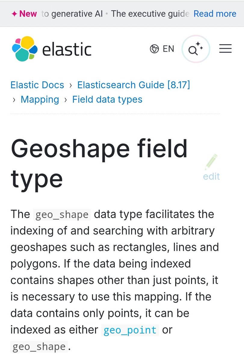 gis_eductation's tweet image. 🚀 #Elasticsearch و #GIS
يدعم الحقل geo_shape في Elasticsearch فهرسة والبحث في الأشكال الجغرافية مثل الخطوط والمضلعات، مما يُستخدم في البحث داخل مربع حدودي أو مسافة معينة أو تقاطع المضلعات.
📍 يتم تخزين البيانات بتنسيق GeoJSON أو WKT.
🔗 المزيد: elastic.co/guide/en/elast…