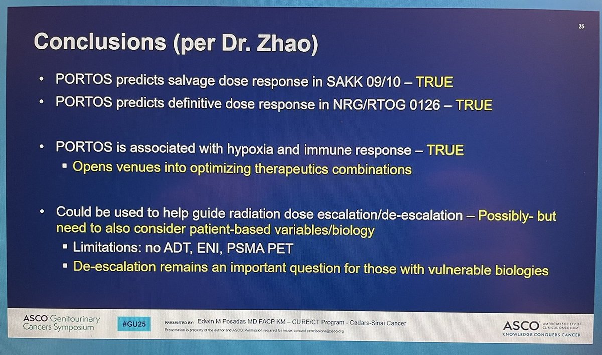 Jun Gong (@jgong15) on Twitter photo Our very own <a href="/CedarsSinai/">Cedars-Sinai</a> <a href="/EdwinPosadasMD/">Edwin Posadas, MD</a> w/insightful discussant session ➡️ can we definitely say who can benefit from RT vs RP in #high-risk #pcsm? Not yet but imp of multi-D care. Molecular info like #PORTOS can help optimize selection/dosing of RT <a href="/ASCO/">ASCO</a> #GU25
<a href="/OncoAlert/">OncoAlert</a> Our very own <a href="/CedarsSinai/">Cedars-Sinai</a> <a href="/EdwinPosadasMD/">Edwin Posadas, MD</a> w/insightful discussant session ➡️ can we definitely say who can benefit from RT vs RP in #high-risk #pcsm? Not yet but imp of multi-D care. Molecular info like #PORTOS can help optimize selection/dosing of RT <a href="/ASCO/">ASCO</a> #GU25
<a href="/OncoAlert/">OncoAlert</a>