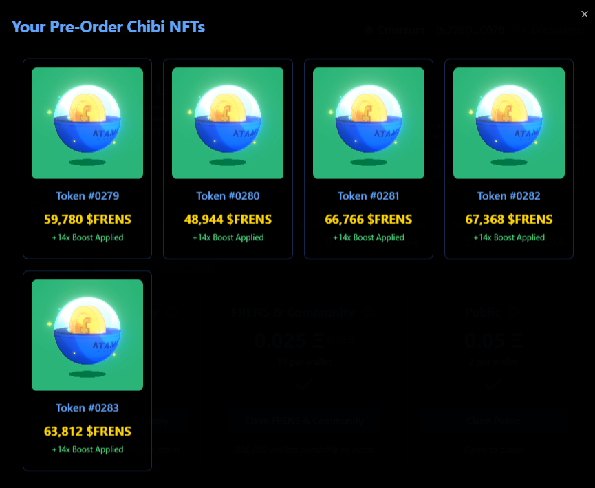 Not Quite Max Mint but glad I got in on the pre-sale <a href="/atama_nft/">Atama Chibi</a> There's still time to check your eligibility thechibi.com Excited to see my Chibi 🙌
