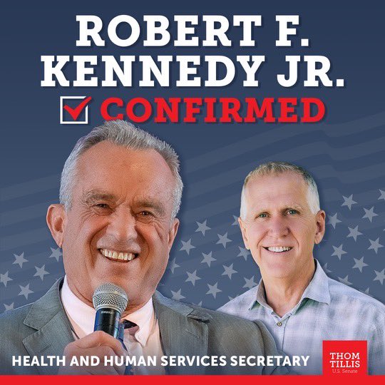 Thom Tillis (@thomtillis) on Twitter photo Congratulations to our new Secretary of HHS <a href="/RobertKennedyJr/">Robert F. Kennedy Jr</a>! Looking forward to working together to Make America Healthy Again! Congratulations to our new Secretary of HHS <a href="/RobertKennedyJr/">Robert F. Kennedy Jr</a>! Looking forward to working together to Make America Healthy Again!