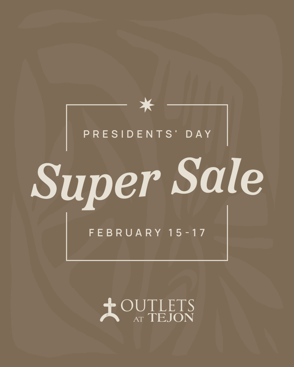 THIS WEEKEND! 🇺🇸

We'll see you this weekend for our Presidents' Day Sale. You'll find amazing deals all throughout the center. Tag us in your photos to show off your finds!