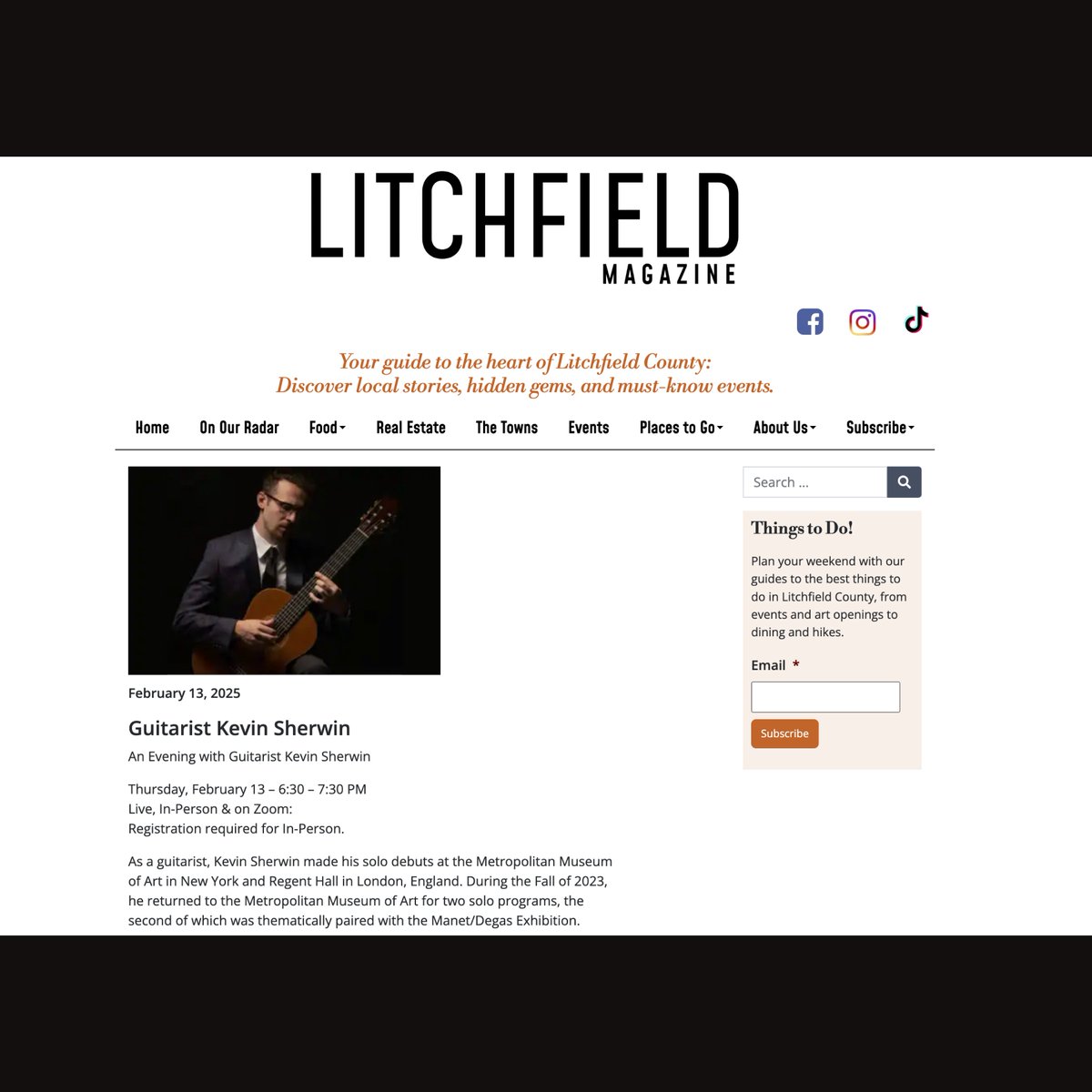 kevinsherwin15's tweet image. Looking forward to tonight&apos;s concert in Litchfield, CT! Thanks to Litchfield Magazine for featuring the event litchfieldmagazine.com/.../guitarist-…