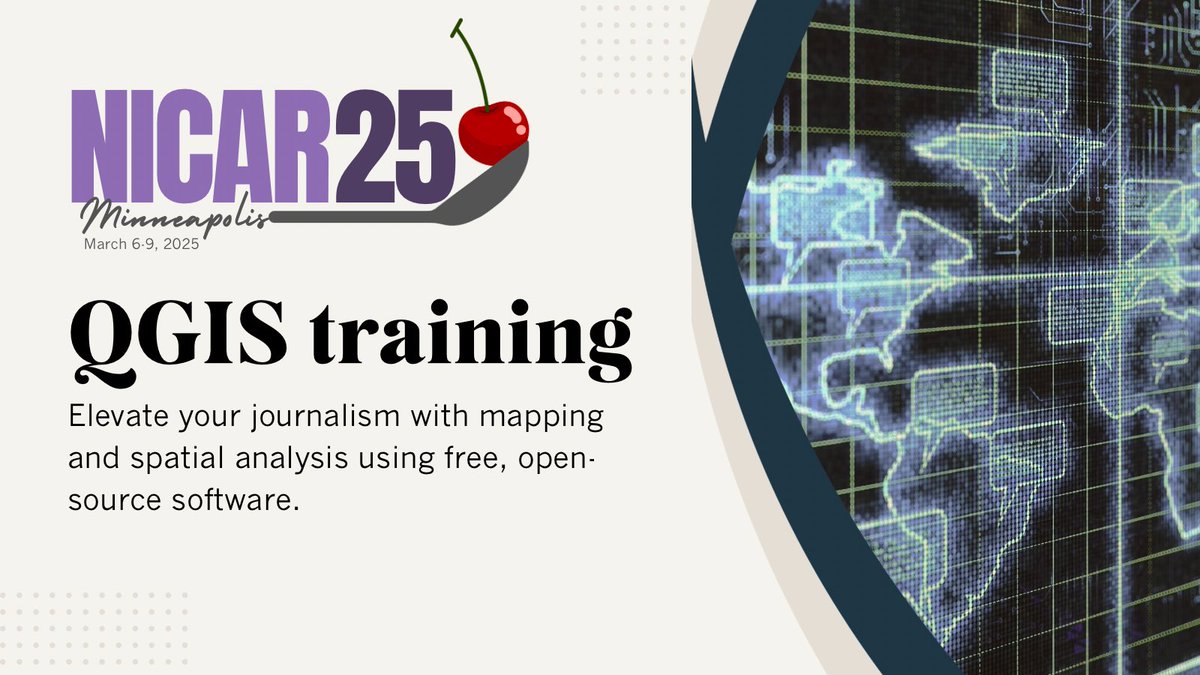 Mapping is a powerful tool to find patterns in data. At #NICAR25, learn how to make your own maps using the open-source tool QGIS. 

We have beginner level classes, including a pre-reg workshop with <a href="/j_la28/">Jennifer LaFleur</a> and <a href="/charlesminshew/">Charles Minshew</a> if you want to dive deeper! schedules.ire.org/nicar-2025/