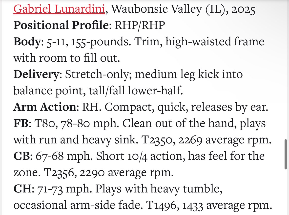 ESP2025National's tweet photo. @BUncommitted @gabelunardini12 @wvhsbaseball is a high upside talent. Highly intelligent, great control, and "gets hitters out" (we compare him to Maddux/Glavine...not throwing 🔥 but does the job you need done!)

https://t.co/9uTdOv1MnB https://t.co/iFx9c3emzi