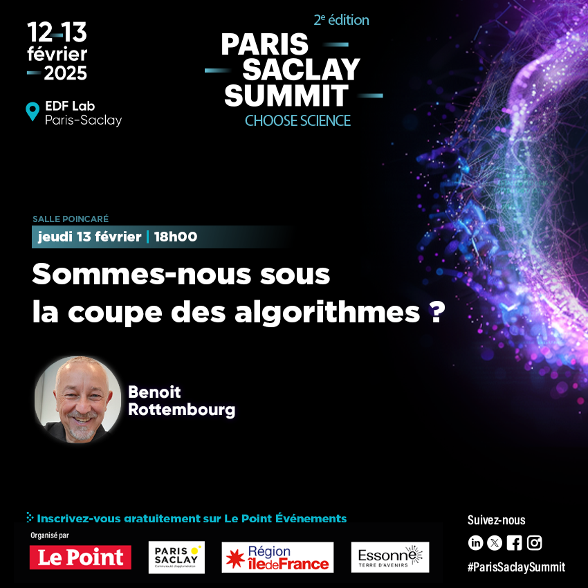 LePointEvents's tweet image. Sommes-nous sous la coupe des #algorithmes ? #ParisSaclaySummit
Les algorithmes influencent de plus en plus nos choix et comportements au quotidien. Mais jusqu’à quel point sommes-nous contrôlés par ces systèmes invisibles qui gouvernent une grande partie de notre vie numérique…
