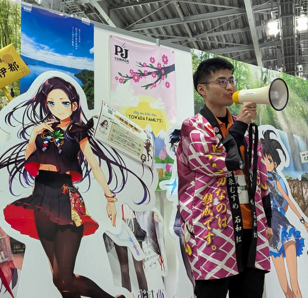 温泉むすめ　法被　榊原伊都 三重県 #榊原温泉 から #朝津味 の中の人が参加！ PRに、設営、誘導と